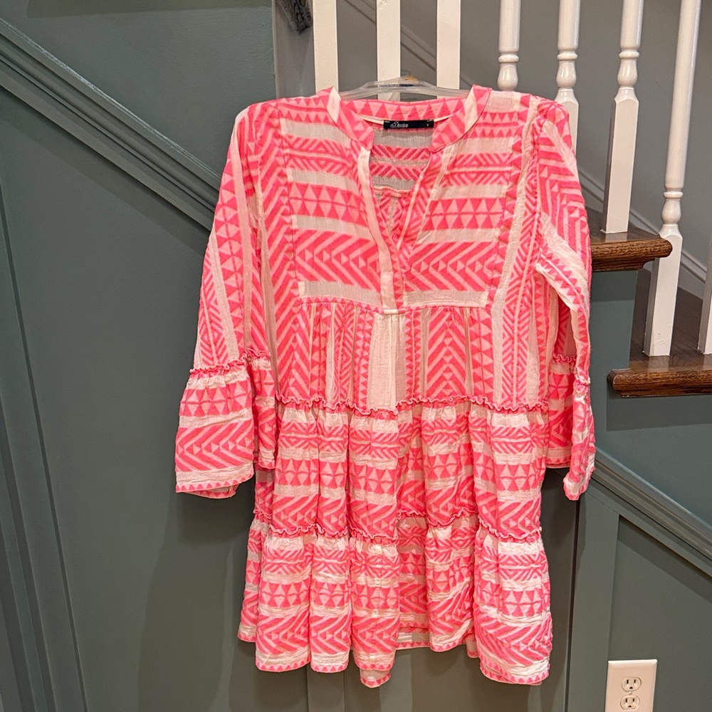 Devotion Brand Pink & Cream Geometric  Tunic Dress